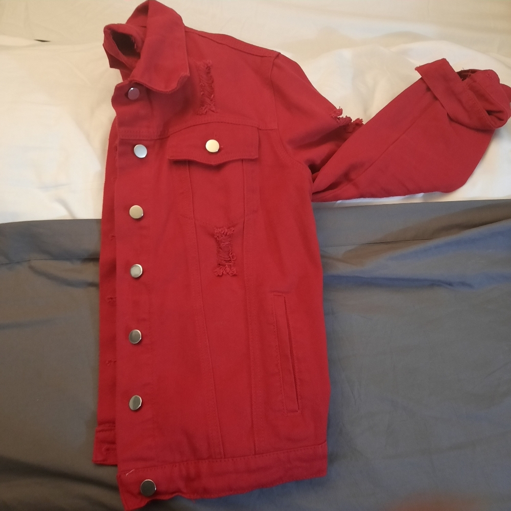Red Denim Jacket - Picture 3 of 5